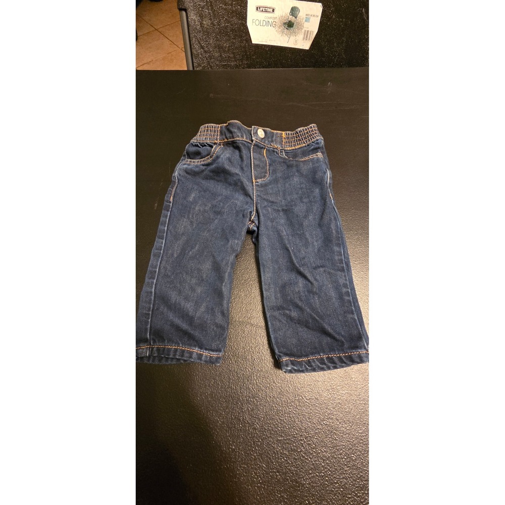 7 For All Mankind Baby Jeans Dark Wash Elastic Waist Denim Pants Squiggle Pocket